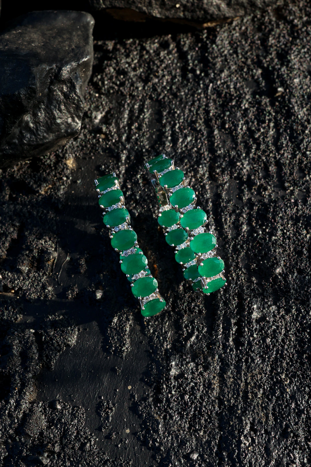 Mila Green Faux Diamond Hoops