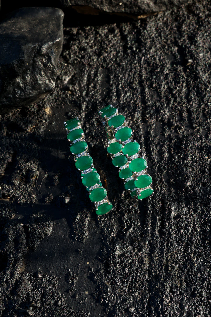 Mila Green Faux Diamond Hoops