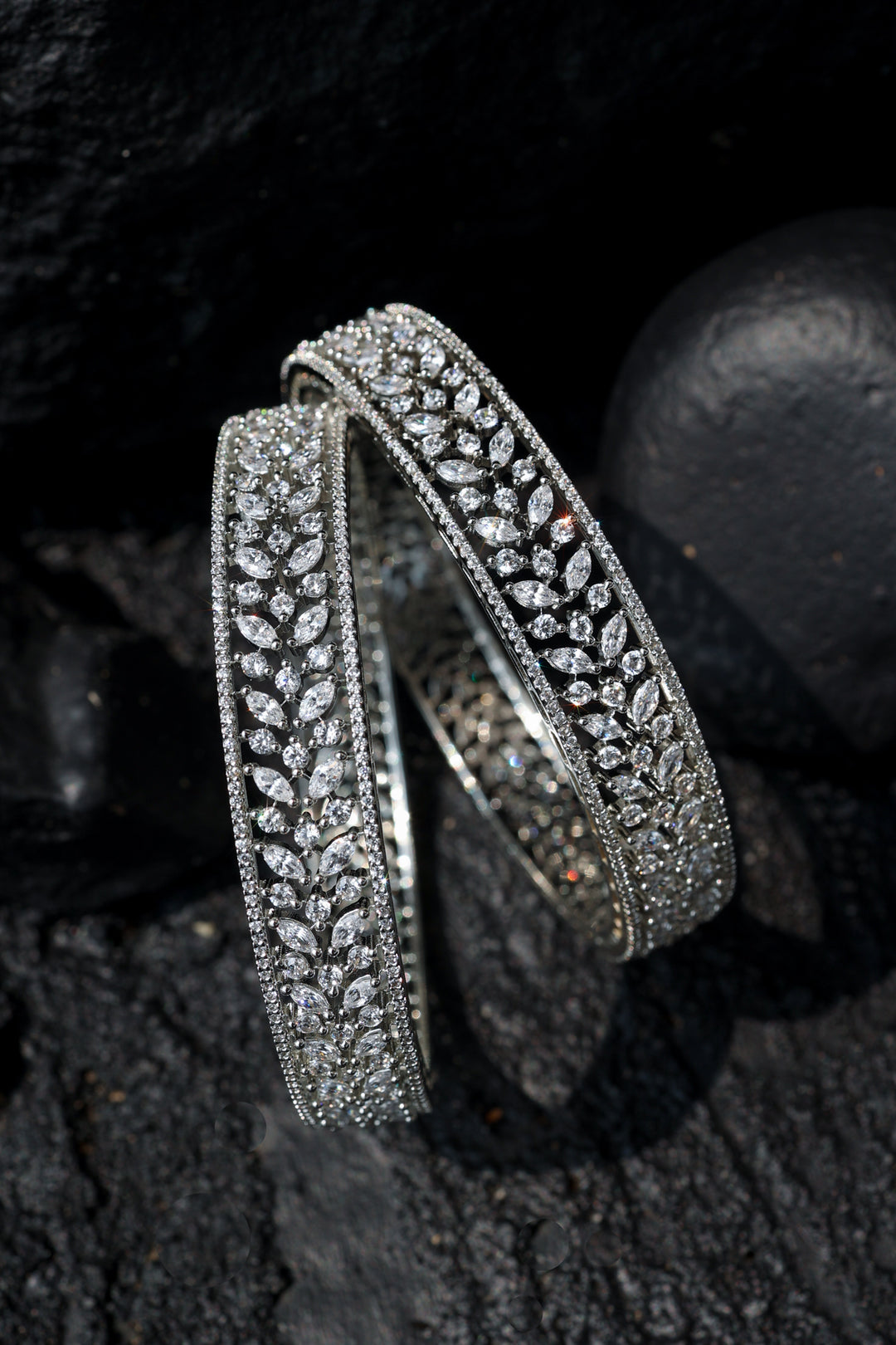 Kiki Faux Diamond Bangles - Set of 2