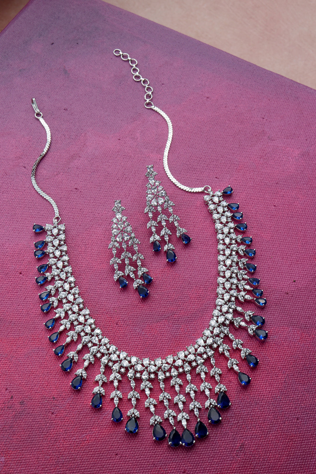 Ana Blue Tear Drop Necklace Set