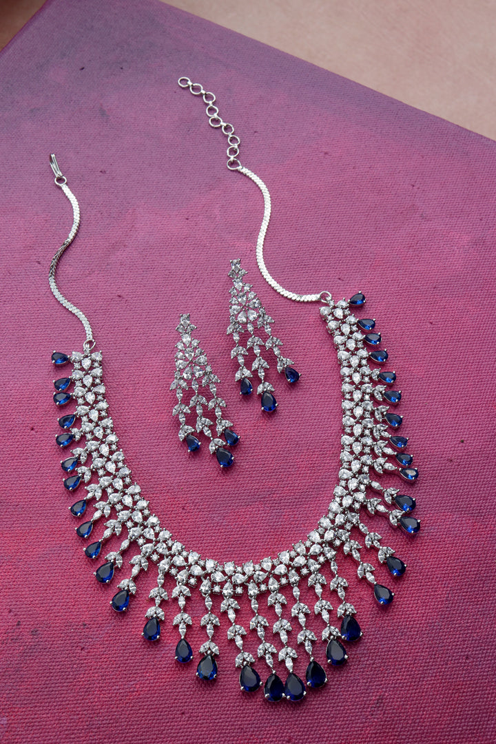 Ana Blue Tear Drop Necklace Set