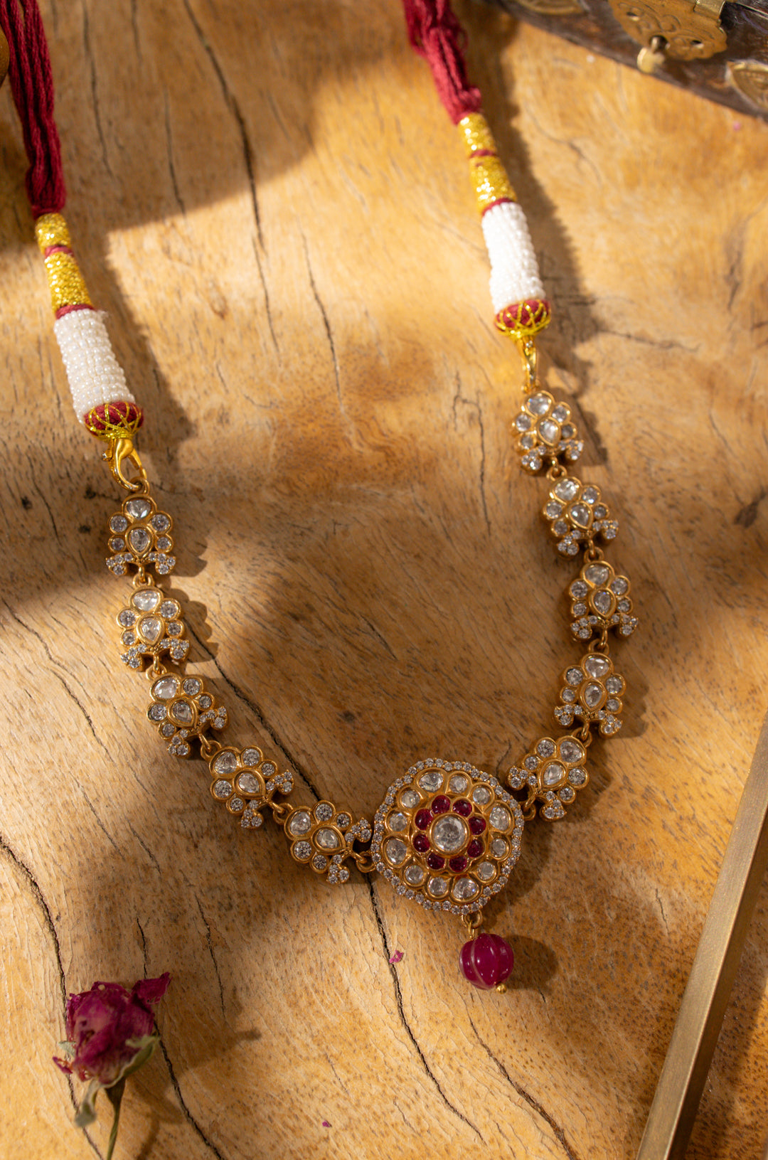 Pari Red Polki Necklace