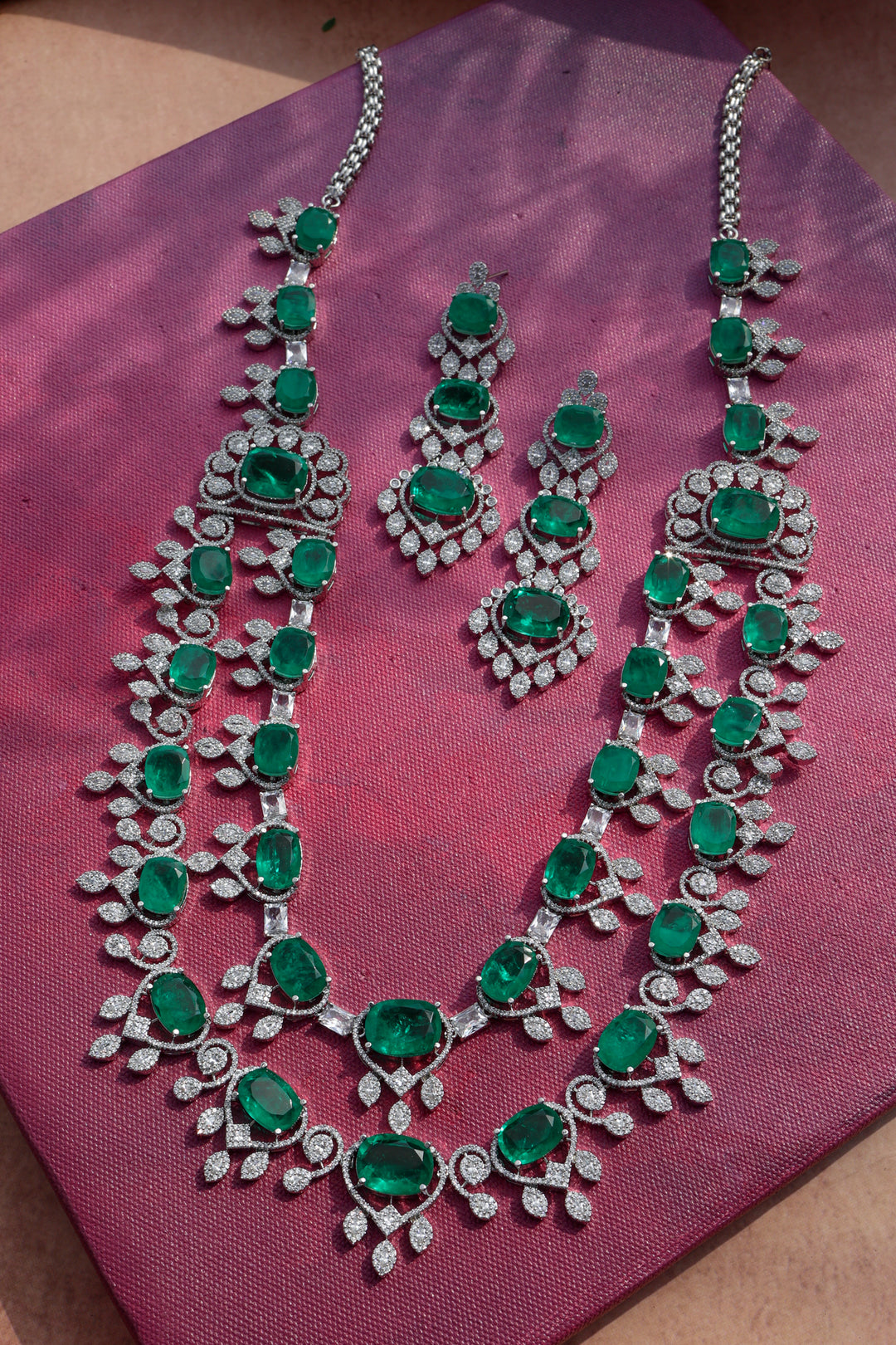 Avery Layered Green Necklace Set