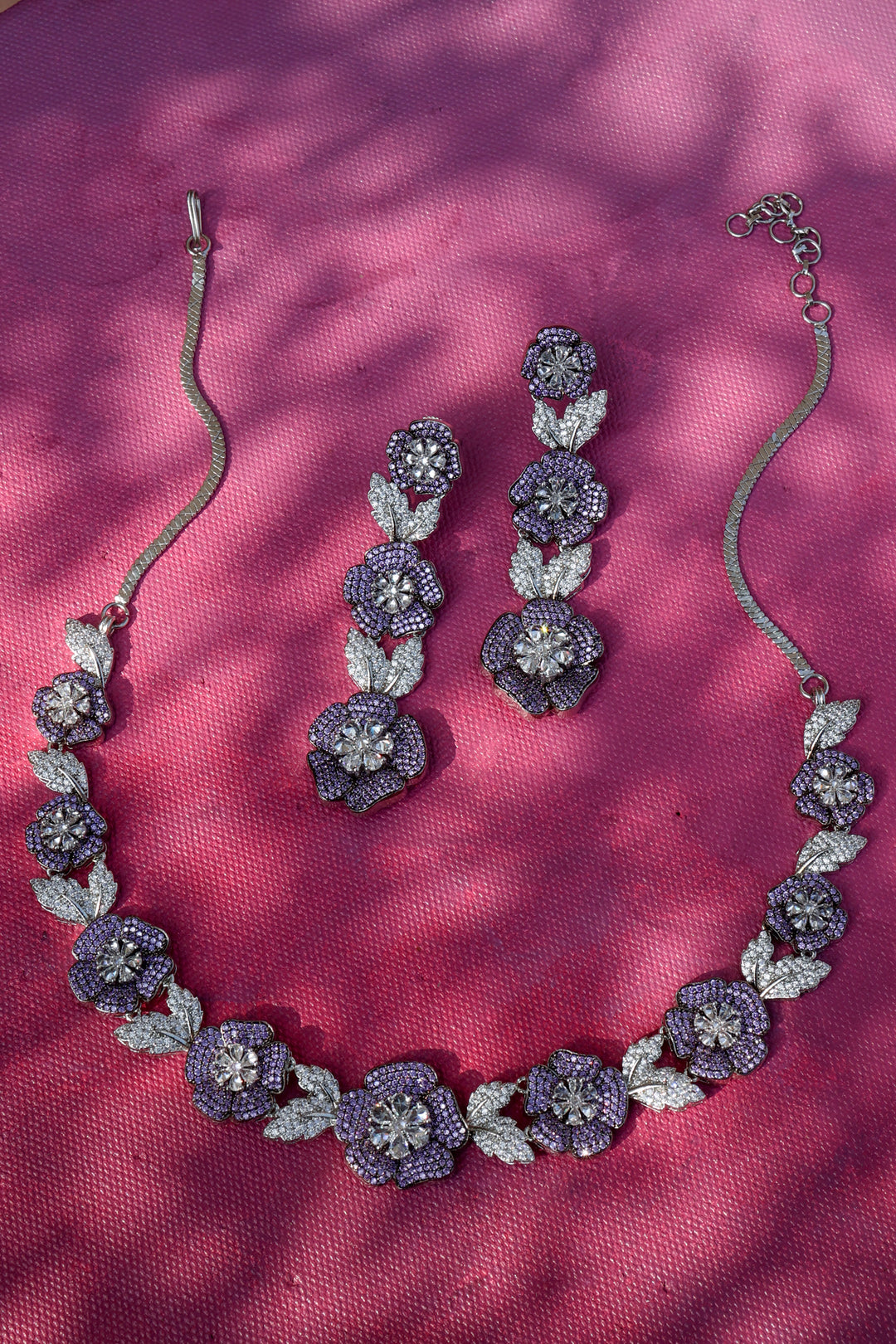 Daphne Purple Floral Necklace Set