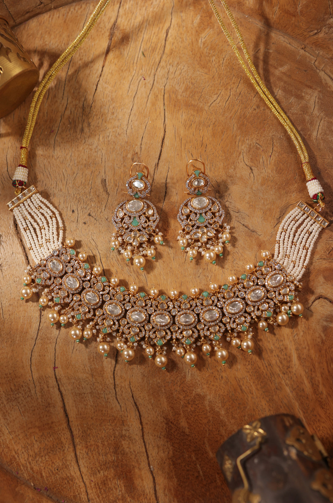 Jivika Turquoise Polki Necklace Set