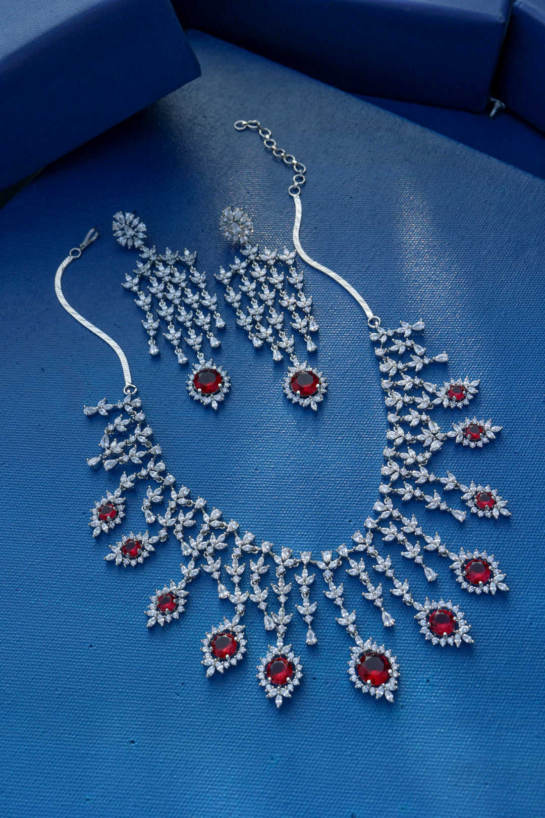 Ellie Red Faux Diamond Necklace Set