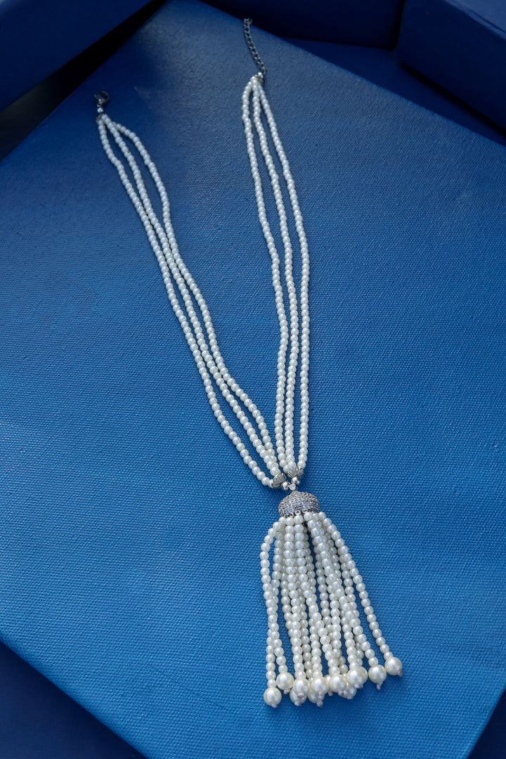 Reha Pearl Tassel necklace