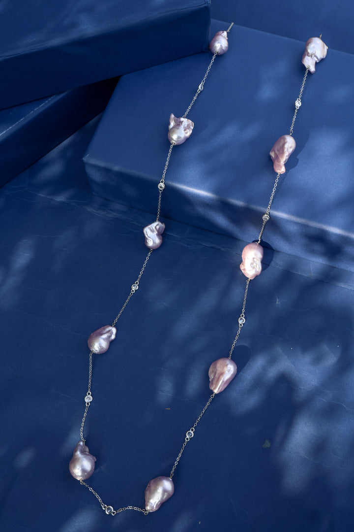 Cerise Pearl String Necklace