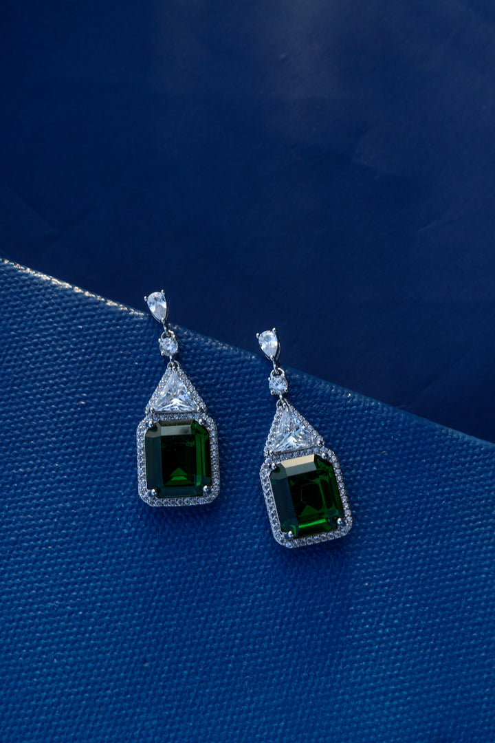 Nena Green Faux Diamond Earrings