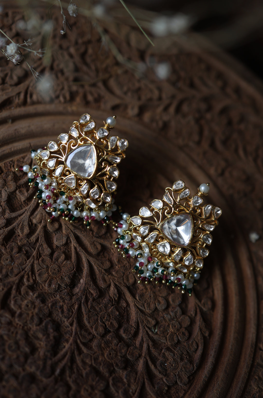 Marissa Polki Silver Earrings
