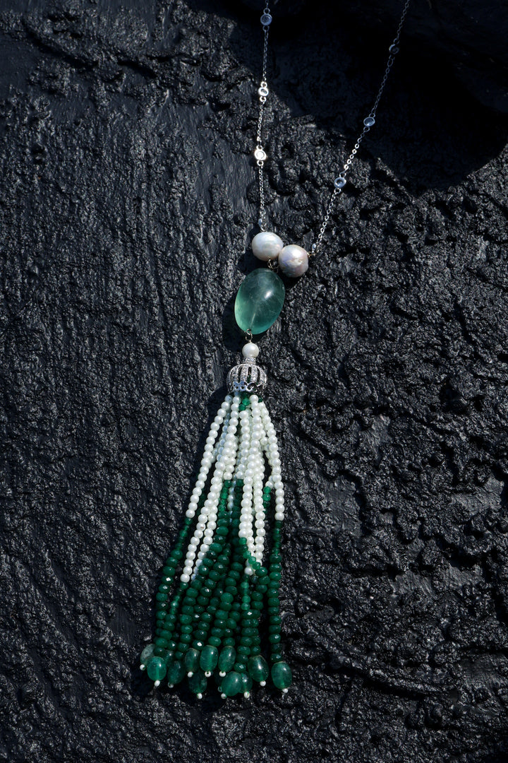 Gallen Green Tassel Necklace