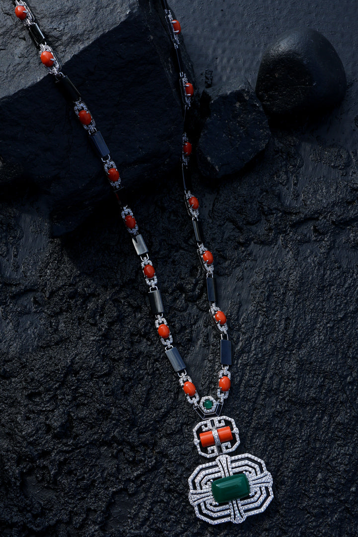 Luna Orange Pendant Necklace