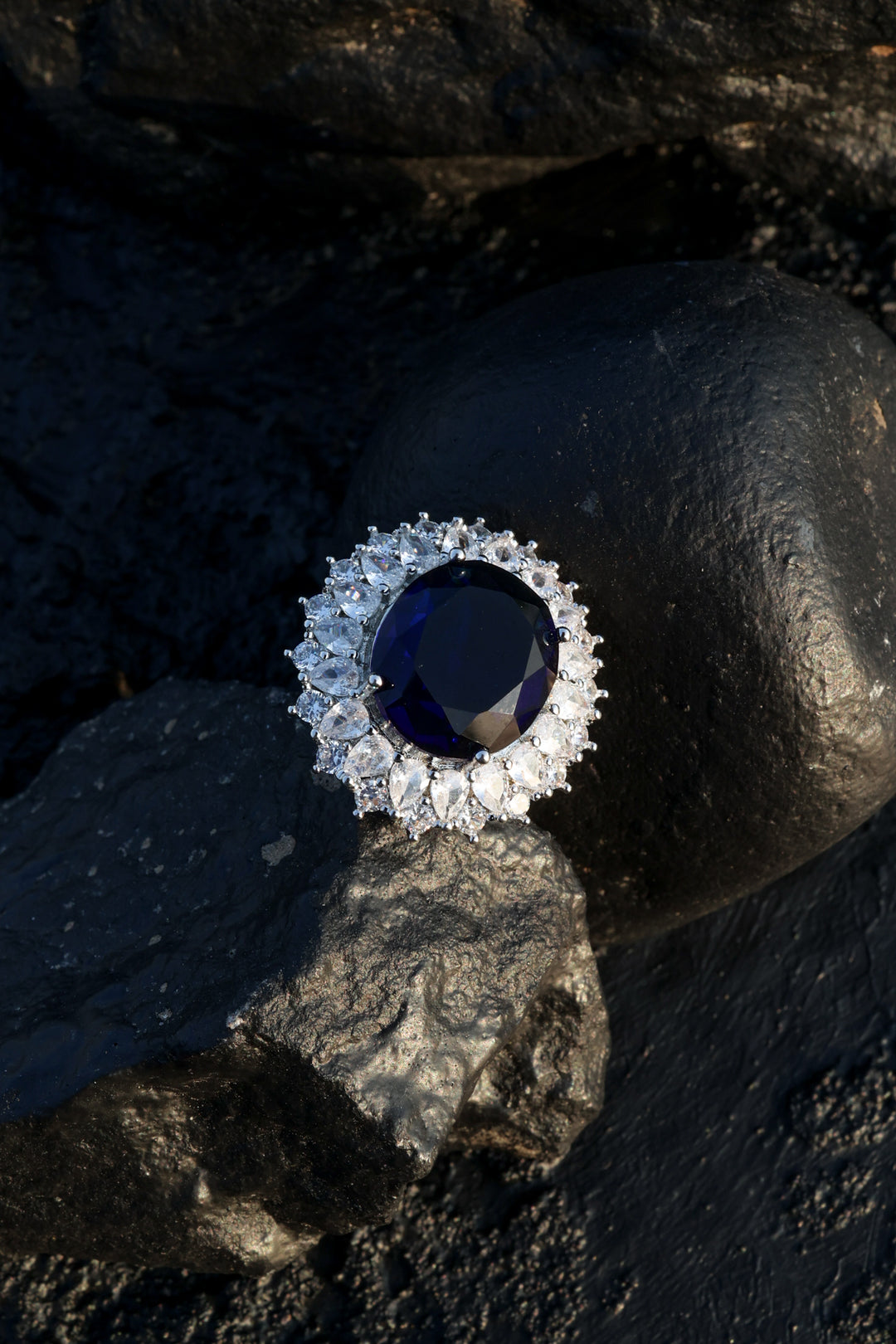 Olivia Blue Faux Diamond Ring