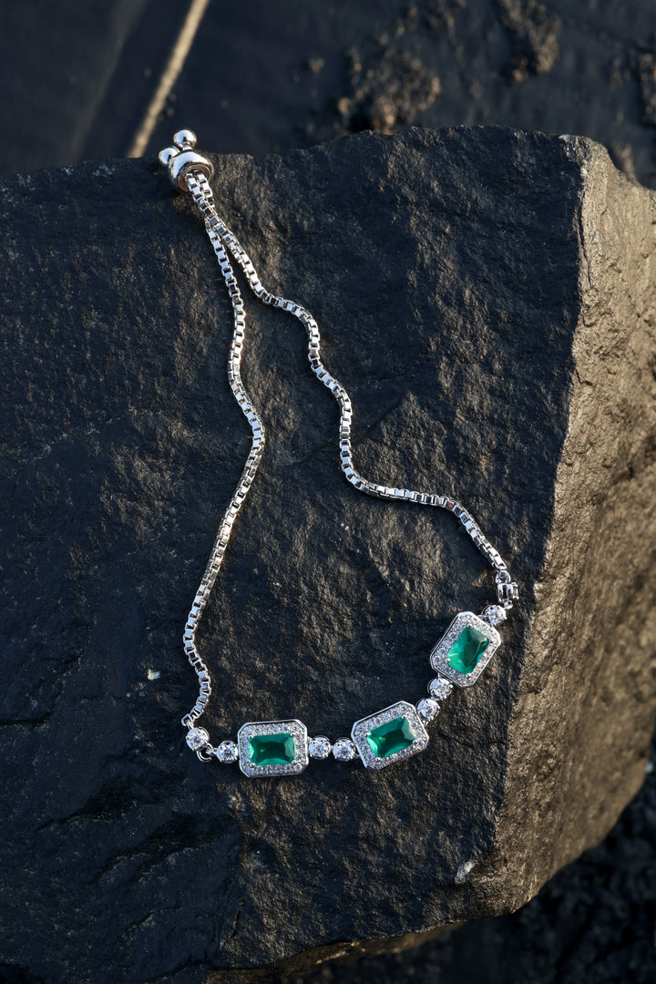 Amira Green Faux Diamond Bracelet