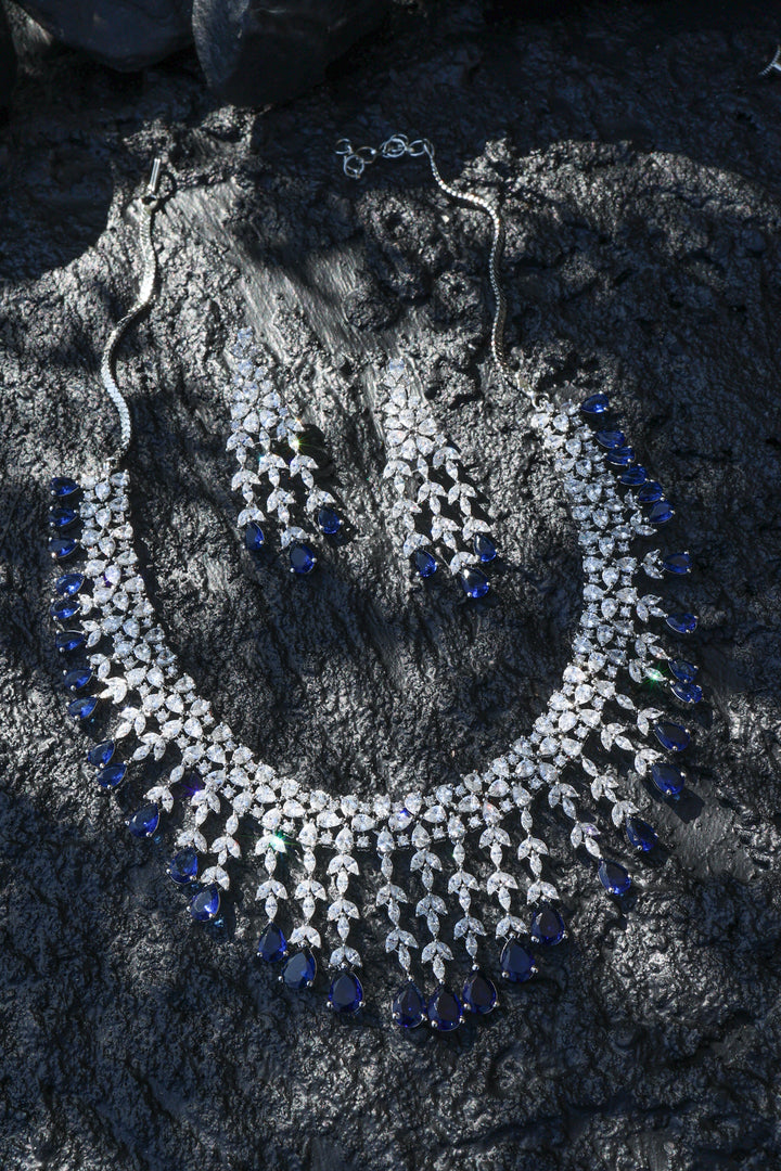 Ana Blue Tear Drop Necklace Set