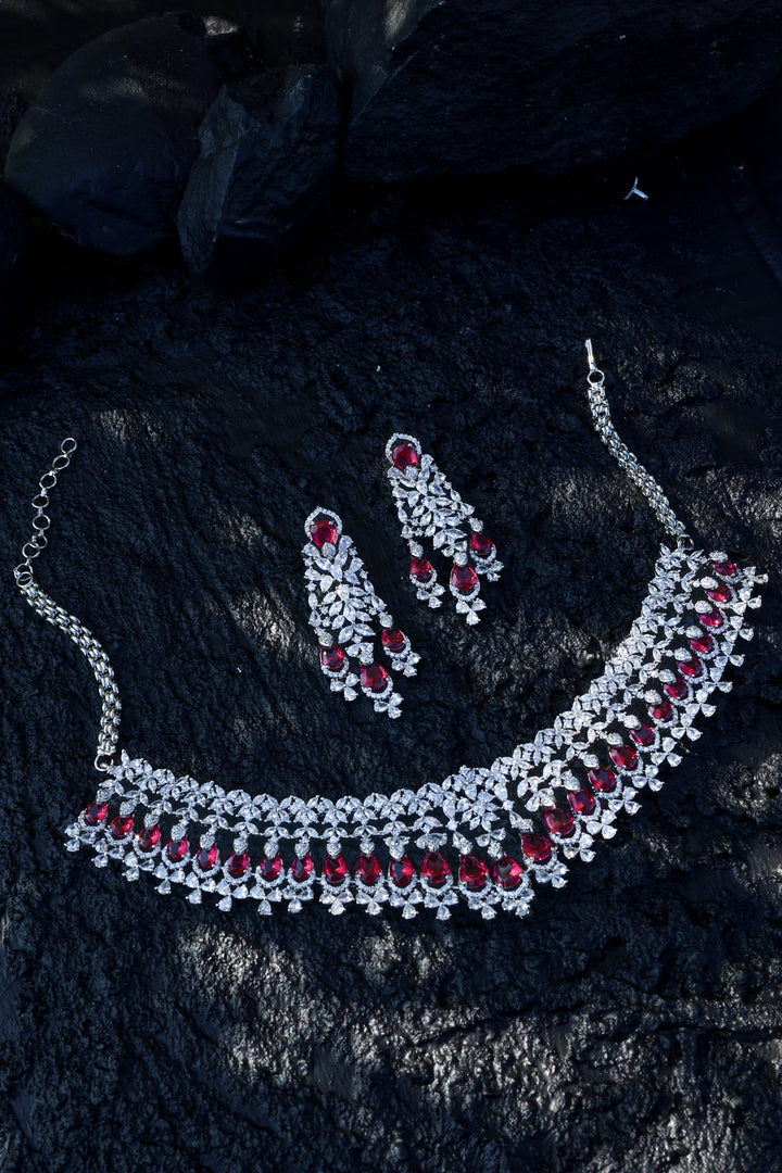 Haven Red Tear Drop Necklace Set
