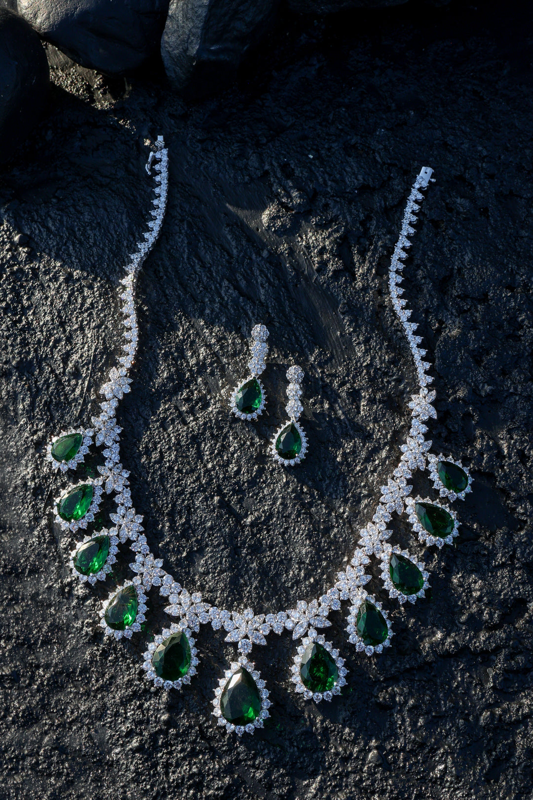 Rory Green Faux Diamond Necklace Set