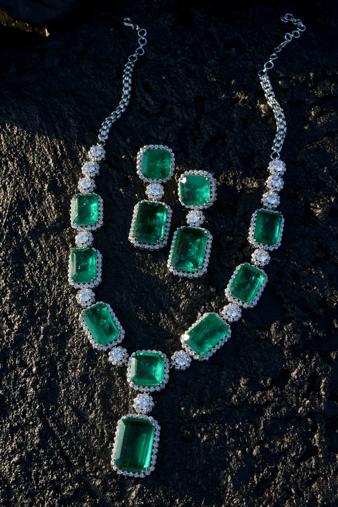 Sophie Green Faux Diamond Necklace Set