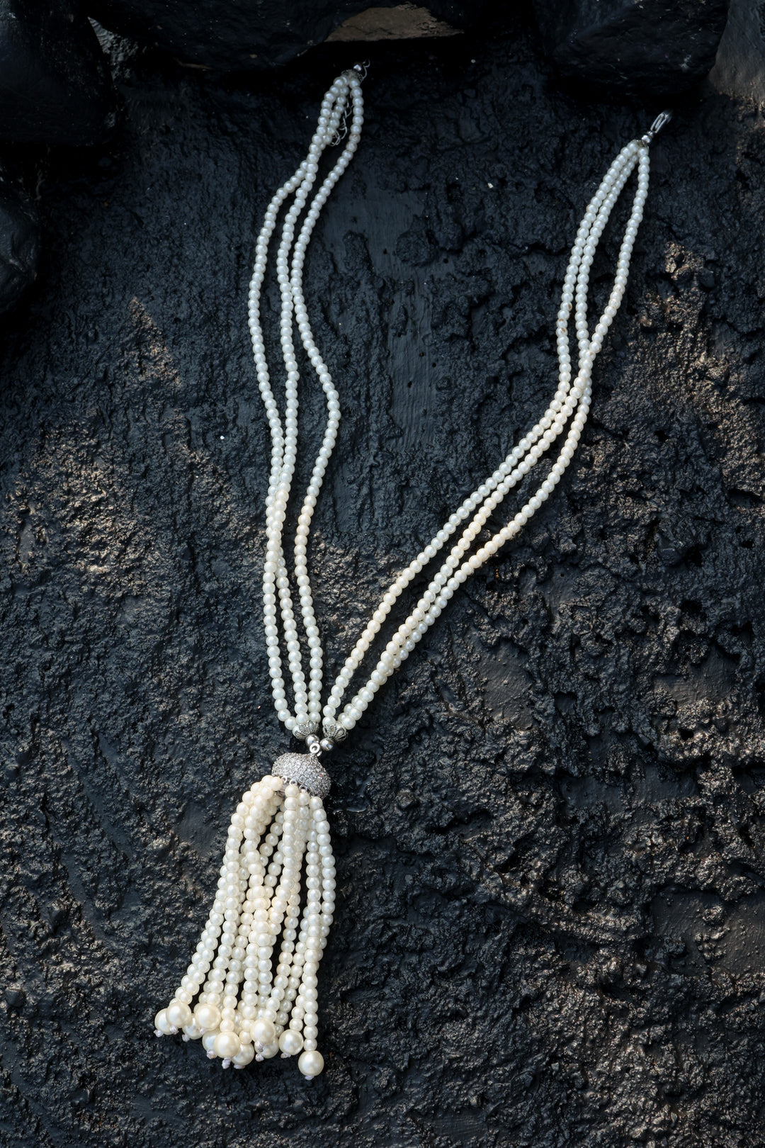Reha Pearl Tassel necklace