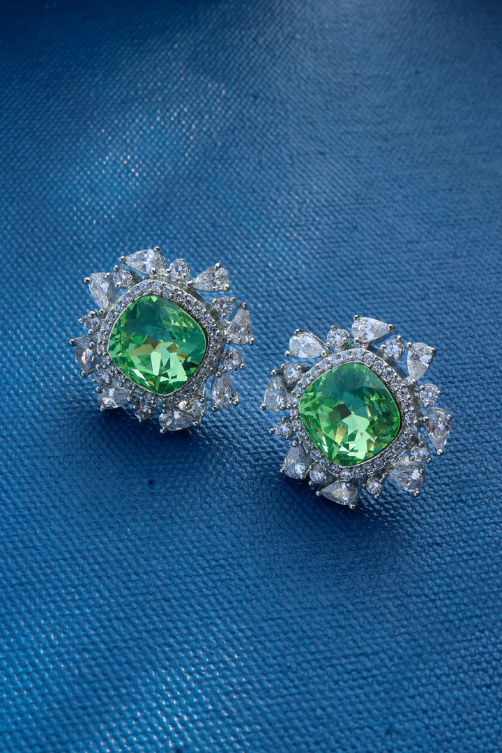 Alexa Mint Faux Diamond Earrings