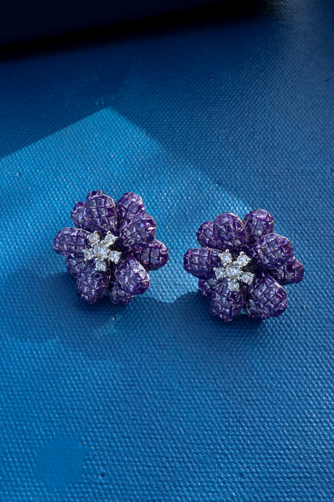 Rose Purple Faux Diamond Earrings