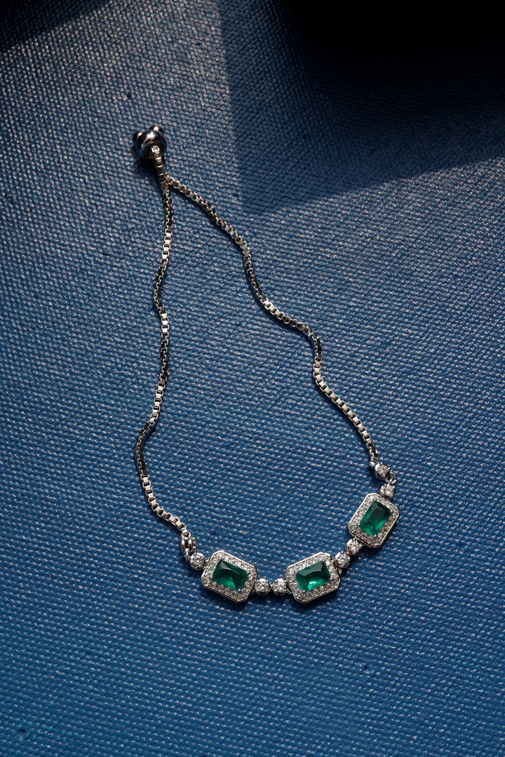 Amira Green Faux Diamond Bracelet