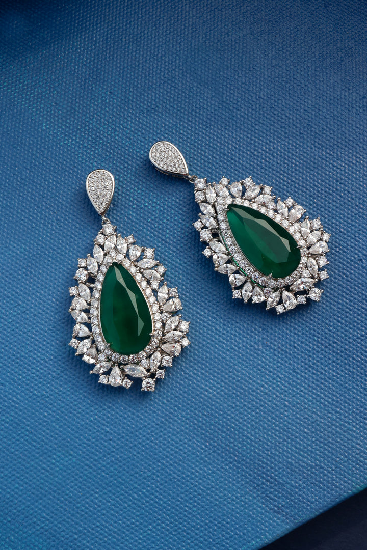 Zoey Green Faux Diamond Earrings