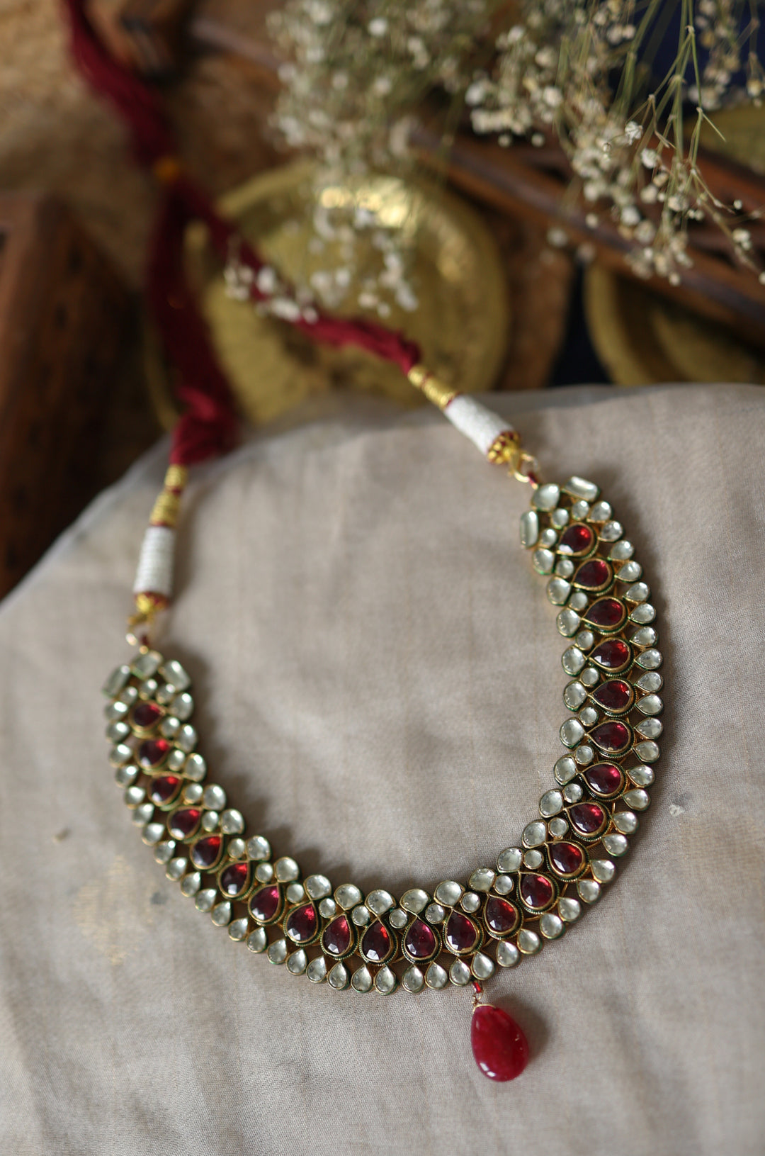 Indali Red Kundan Necklace