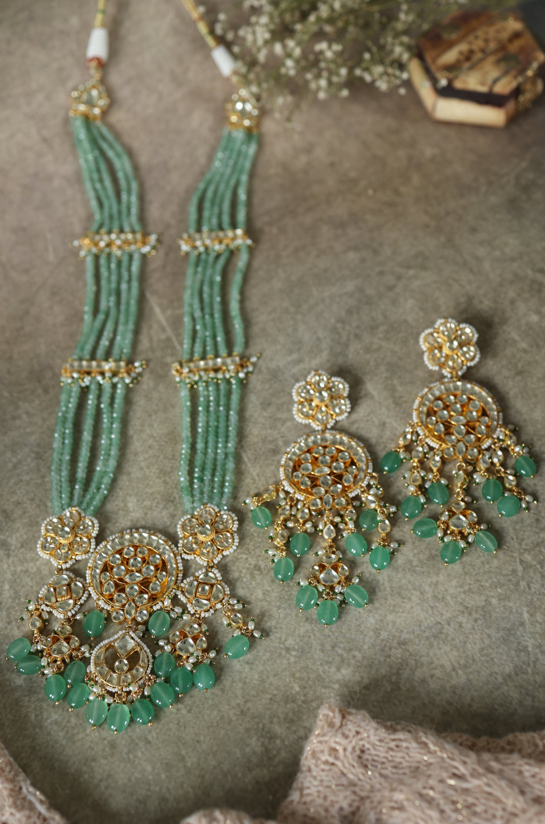 Zilmil Mint Kundan Necklace Set