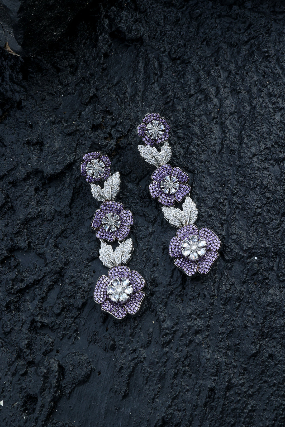 Daphne Purple Floral Earrings