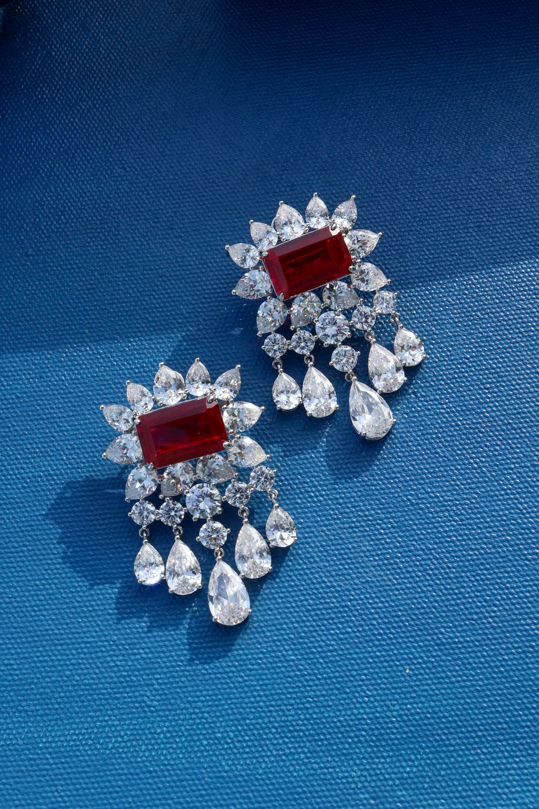 Myla Red Faux Diamond Earrings