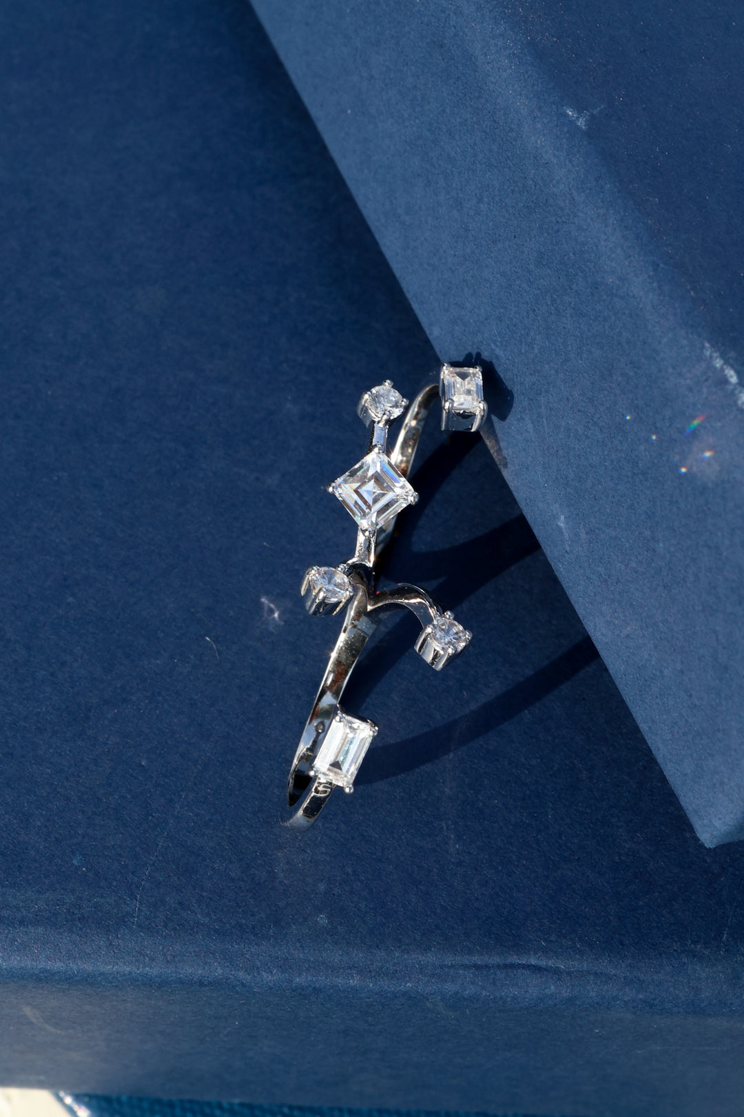 Sofia Double Finger Faux Diamond Ring