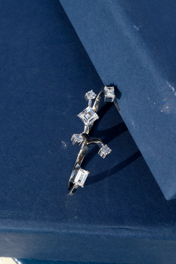 Sofia Double Finger Faux Diamond Ring