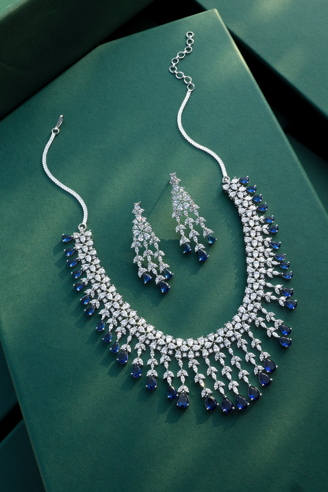 Ana Blue Tear Drop Necklace Set