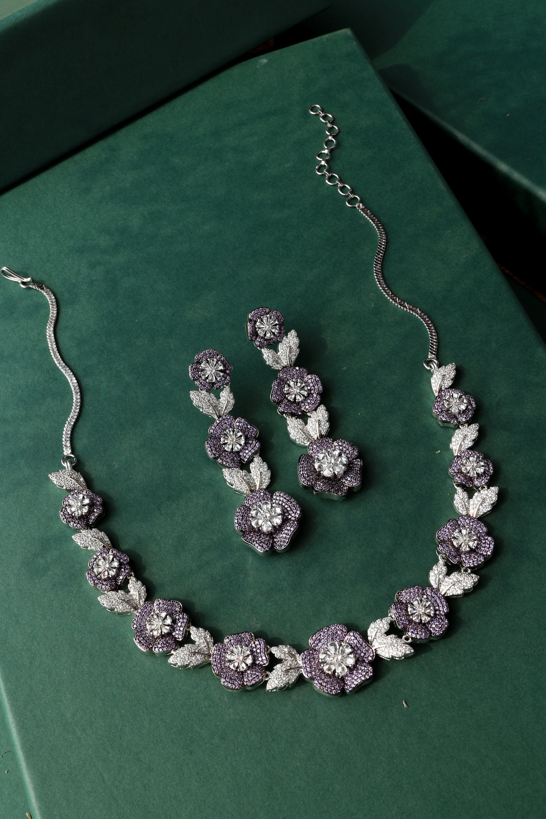 Daphne Purple Floral Necklace Set