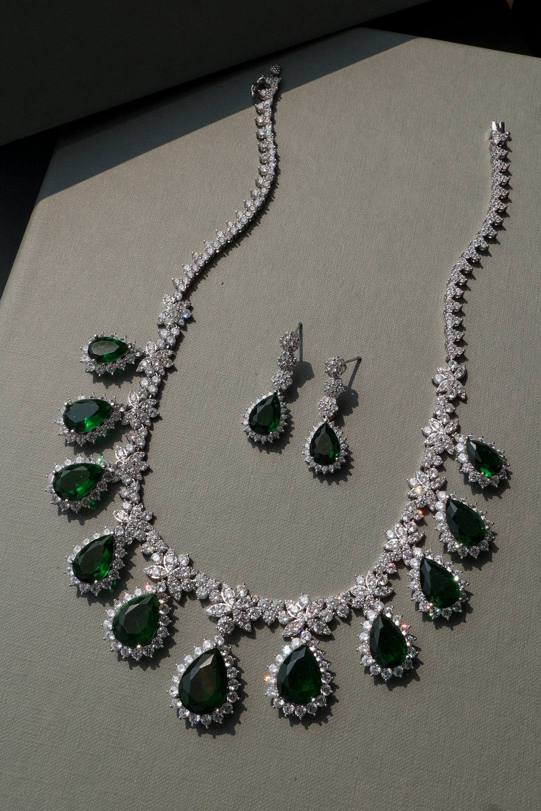 Rory Green Faux Diamond Necklace Set
