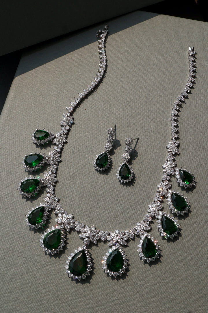 Rory Green Faux Diamond Necklace Set