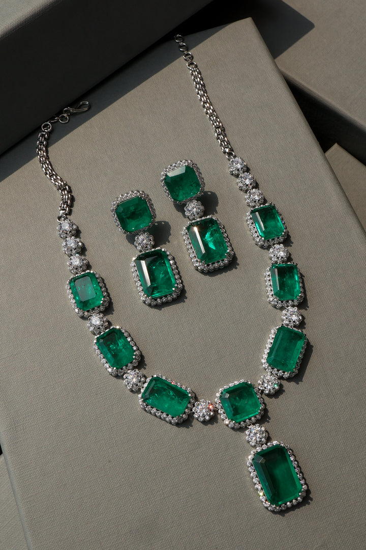 Sophie Green Faux Diamond Necklace Set