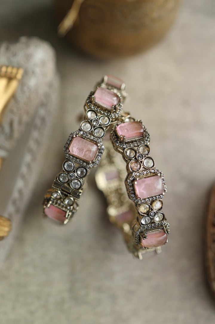 Lila Pink Polki Bangle - Set of 2