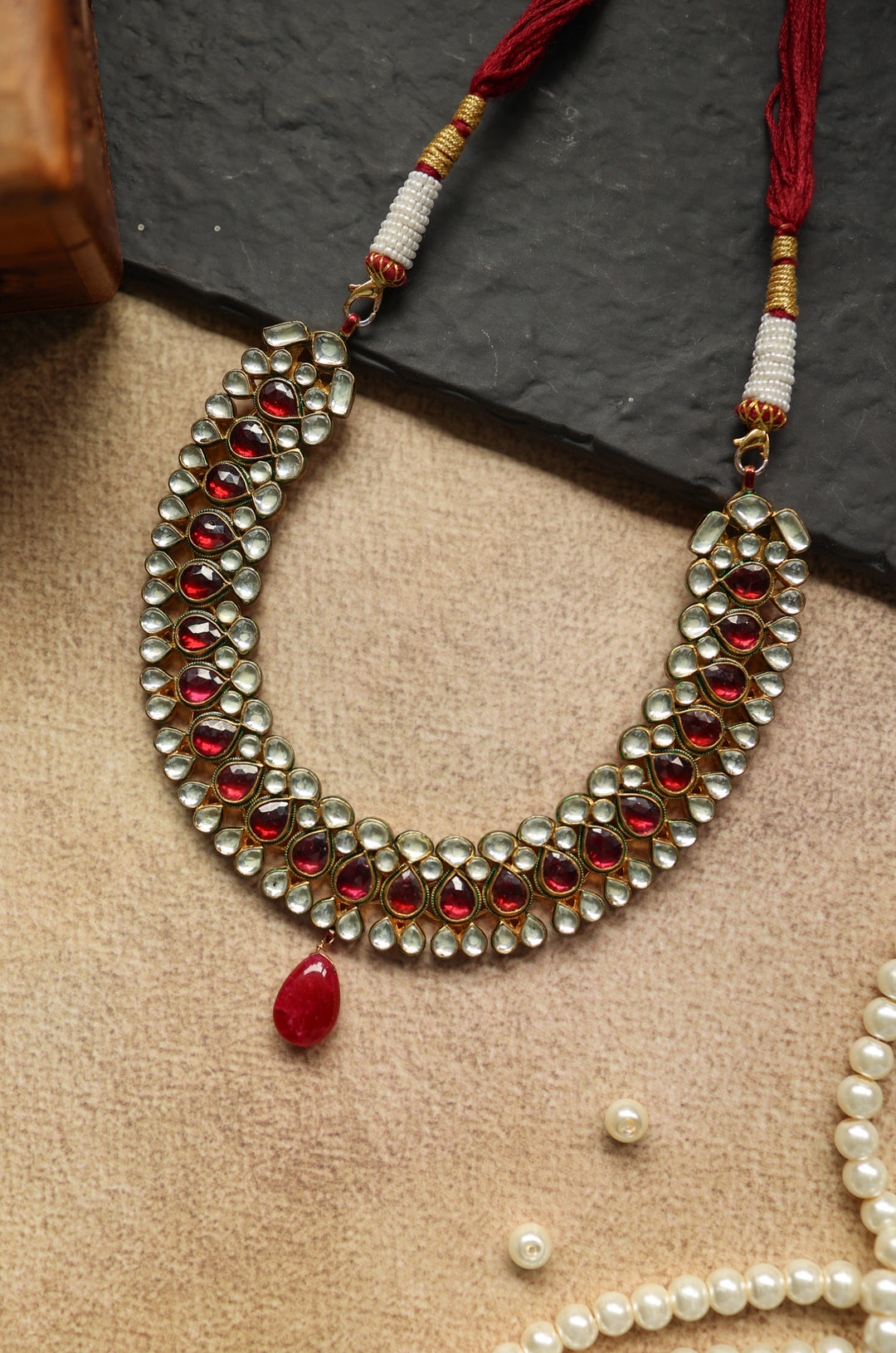 Indali Red Kundan Necklace