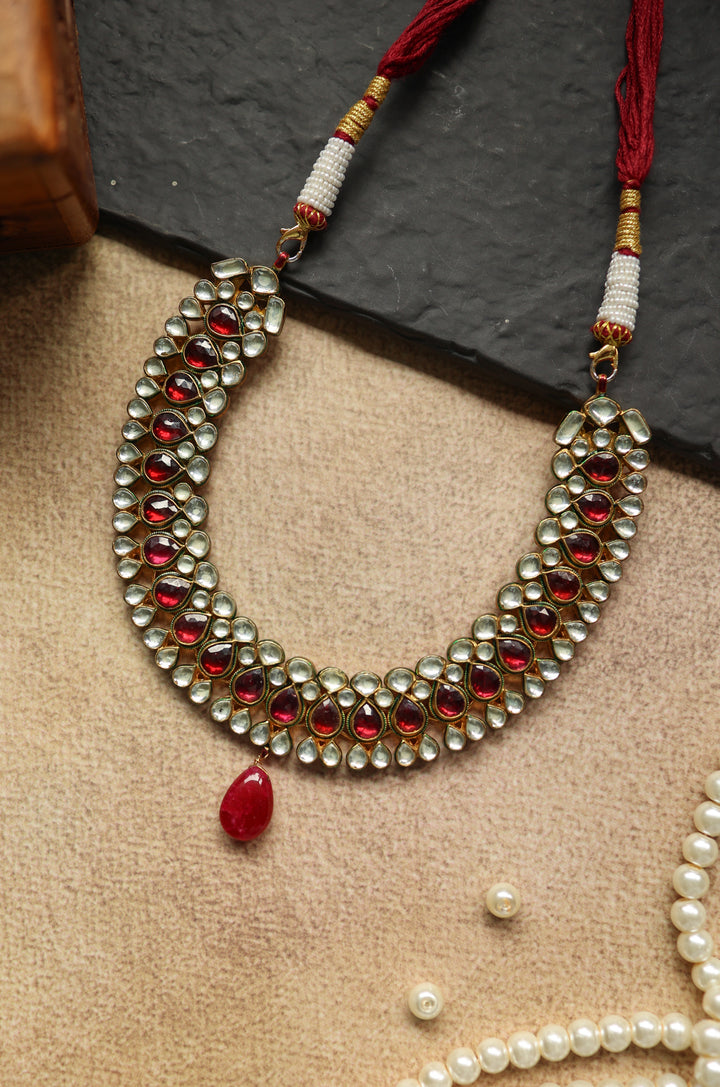 Indali Red Kundan Necklace