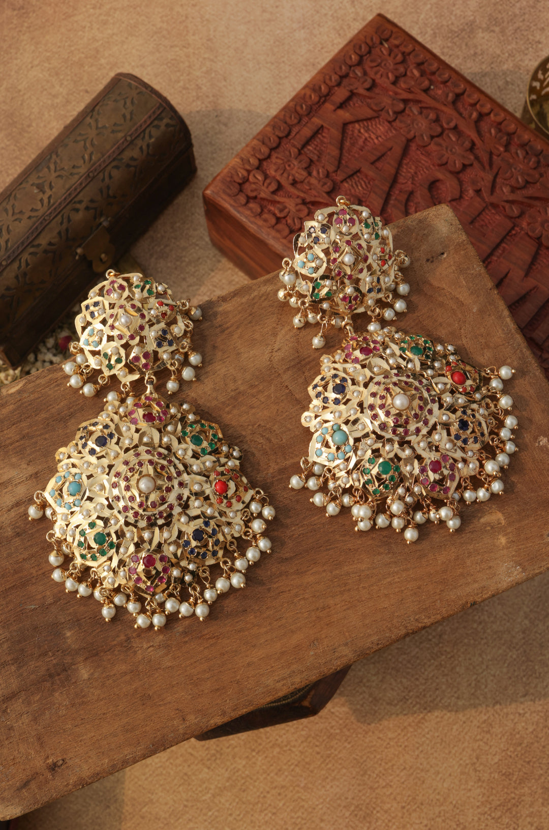 Phaani Jadau Chandbali Earrings – Paisley Pop Shop