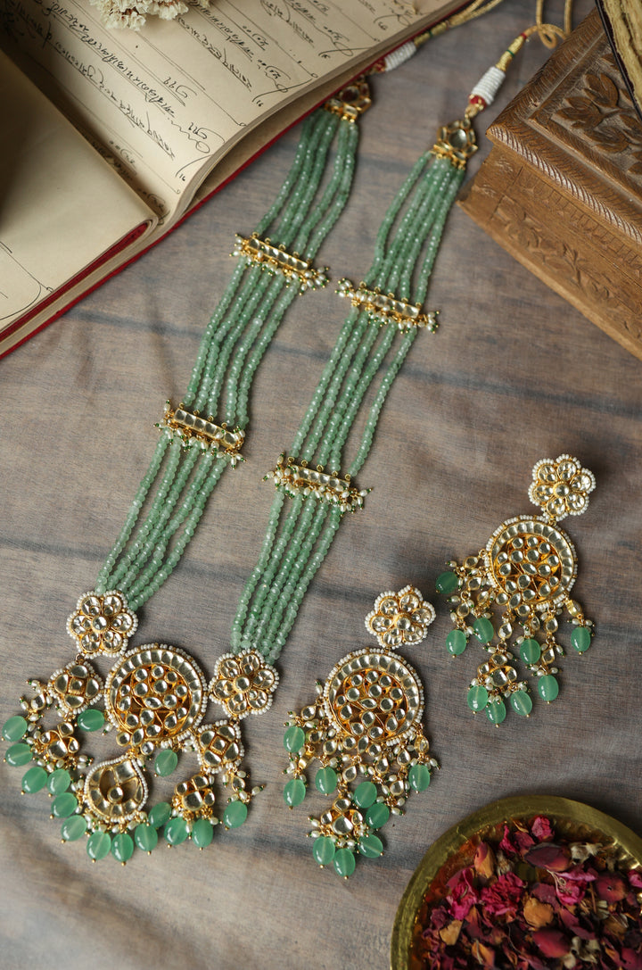 Zilmil Mint Kundan Necklace Set