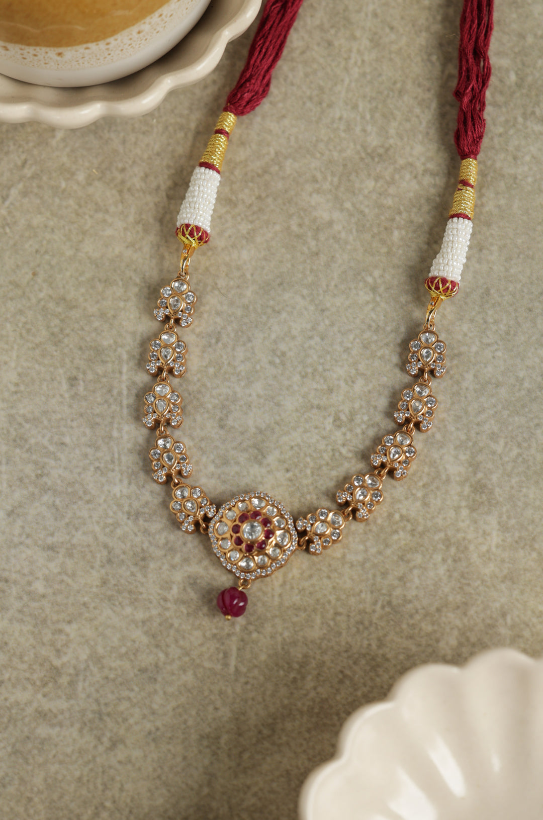 Pari Red Polki Necklace