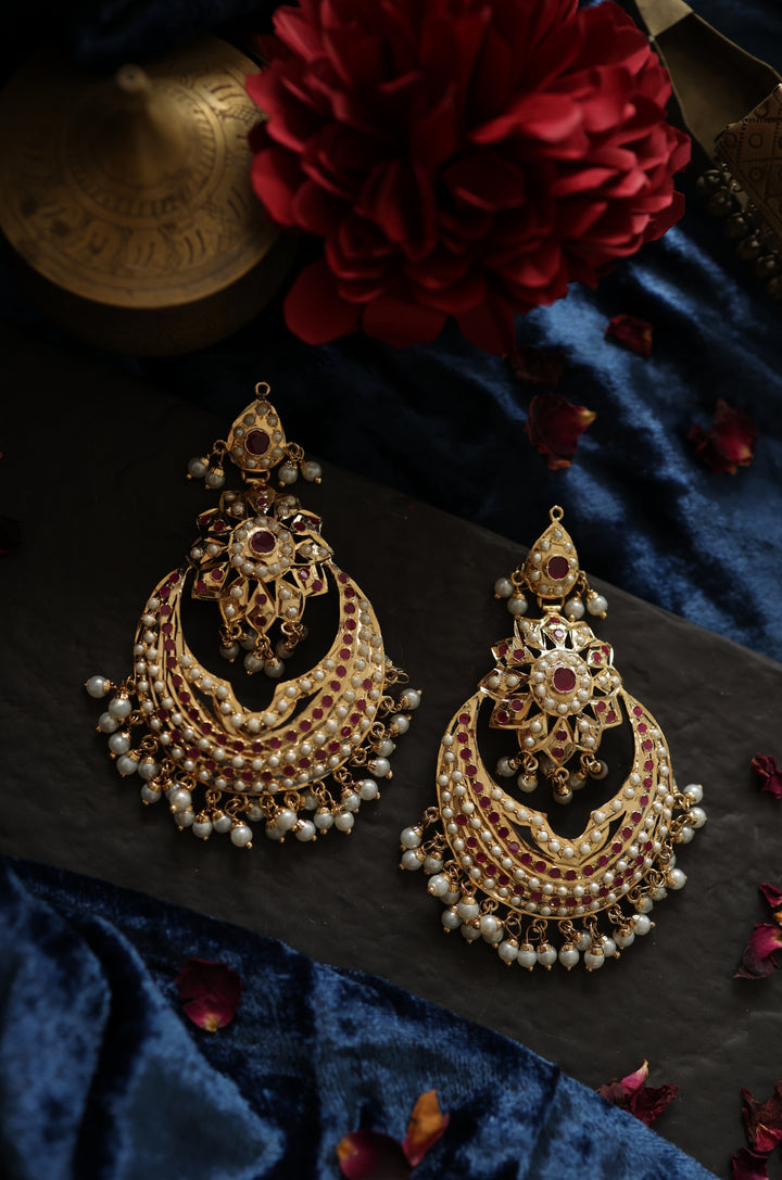 Janki Red Jadau Earrings
