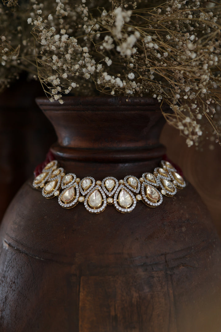 Rumaina Pink Polki Necklace Set