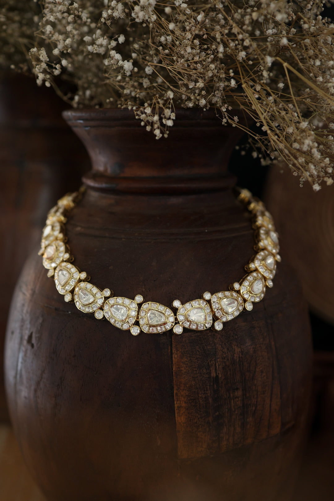 Arzoo Polki Silver Necklace