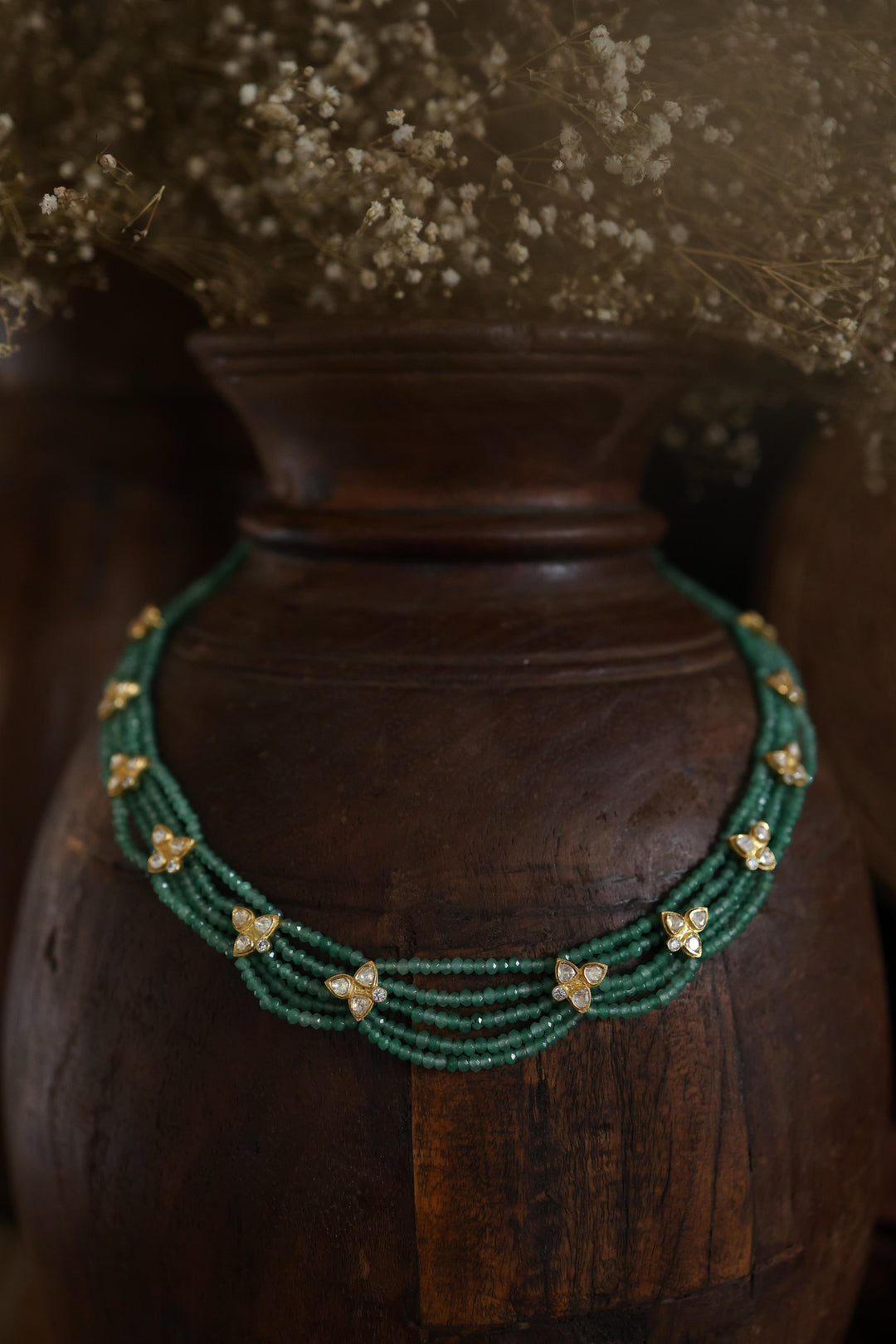 Aiza Mint Silver Polki Necklace