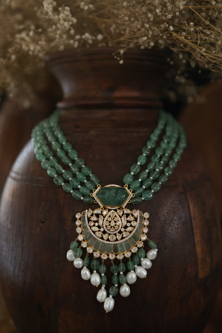 Amna Mint Silver Necklace Set