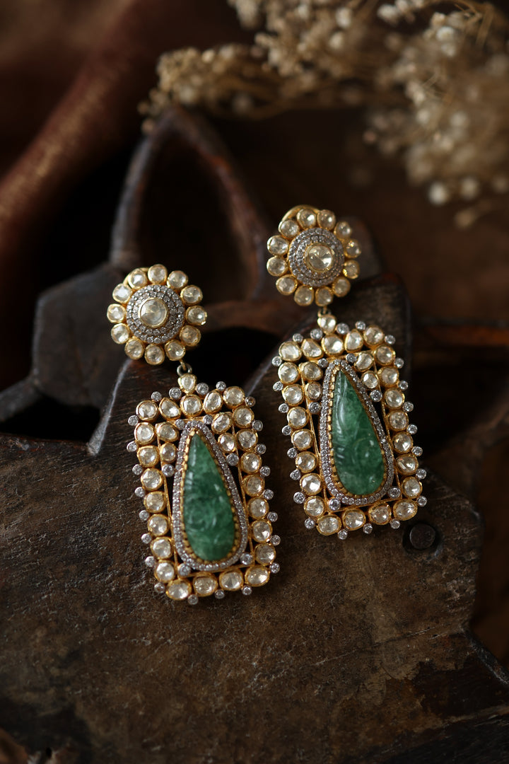 Falguni Mint Polki Silver Earrings